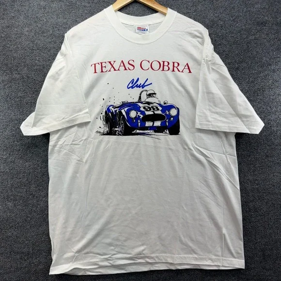 Vintage Texas Cobra Club T Shirt Mens XL White Graphic Tee Car Racing - Picture 1 of 6